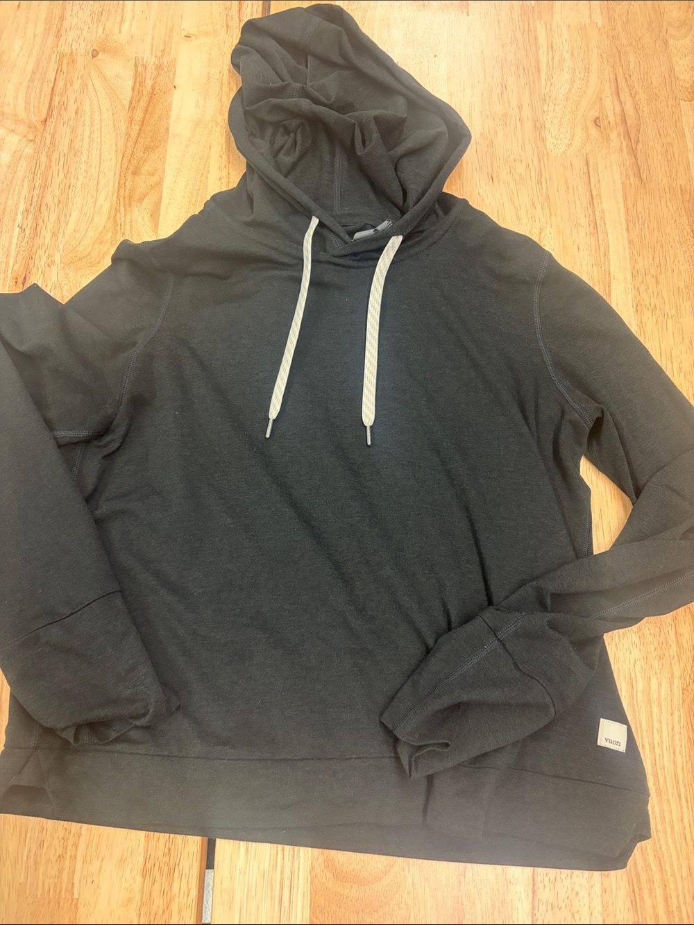 Vuori Black Hoodie with Cream Drawcords